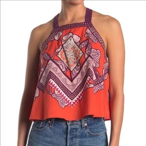 Free People Orange and Purple Tank Top